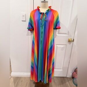 Vintage 1970s Tiger Lily Multicolor Rainbow Tent Dress